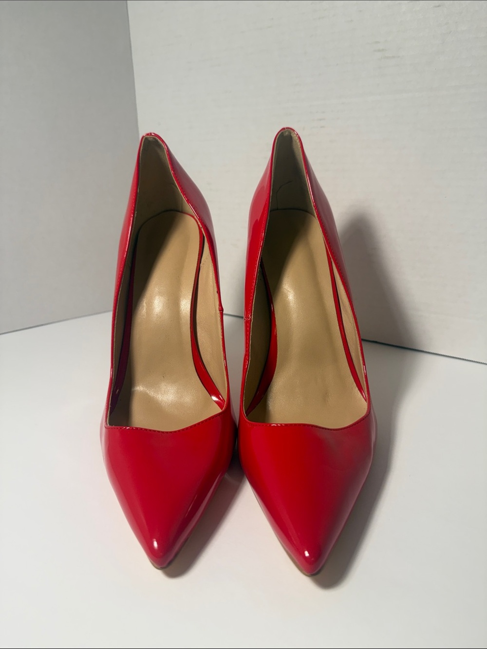 Red Patent Pointed-Toe High Heel Pumps - Picture 2 of 8